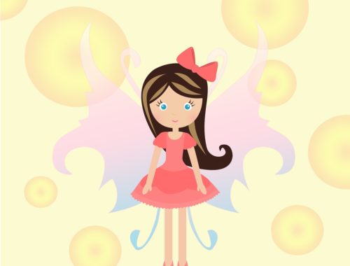 rajz egy rózsaszín ruhás kislányról