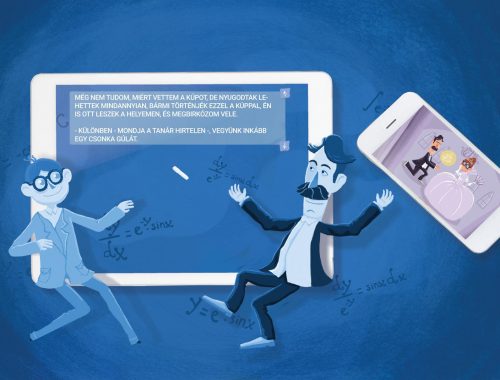 rajz egy diákról és tanárról