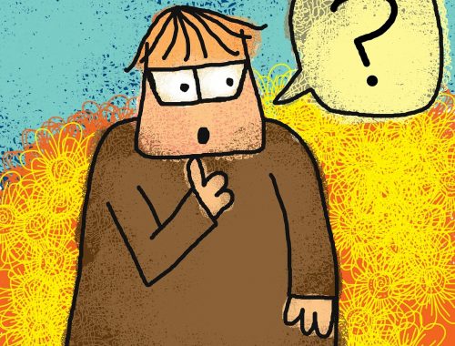 rajz egy csodálkozó emberről