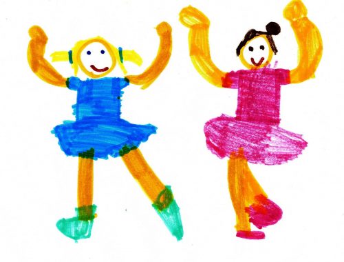 gyerekrajz, két kislány