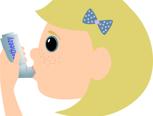 rajz egy szeplős lányról, aki asztmás