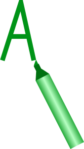 Zöld filctollal "a" betűt rajzolni.