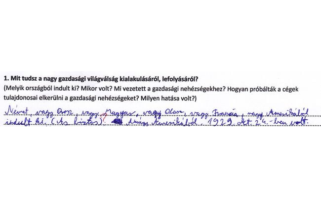 Történelemdolgozat viccesen.