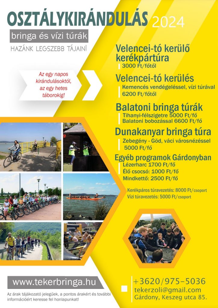 Aktív, sportos osztálykirándulások, egynapos bringa- és vízitúrák, táborok a TekerBringa csapatával