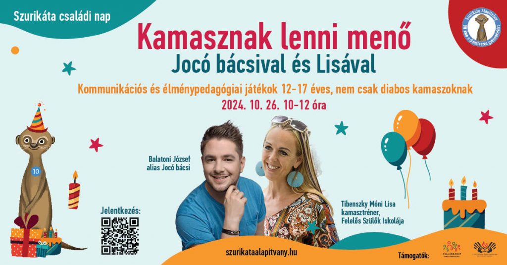 10. születésnapi Szurikáta Családi Nap 2024. - kiállítás, családi programok az 1-es típusú diabétesz jegyében