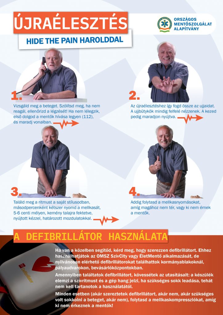 „Akkor nyomjuk neki” – slágerekre mutatja meg az újraélesztés helyes módját Hide the Pain Harold