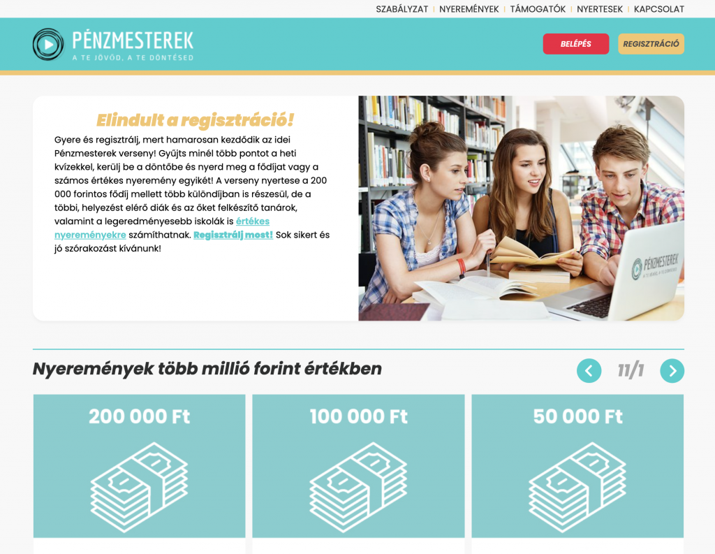 Legyél Te is Pénzmester! – Ingyenes tudástár, kvízjáték és értékes nyeremények középiskolás diákoknak és tanároknak, már a PÉNZ7-en is